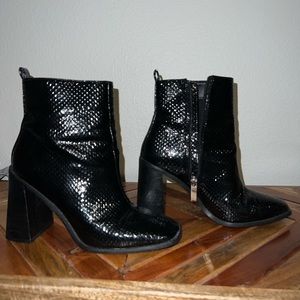 Black leather booties